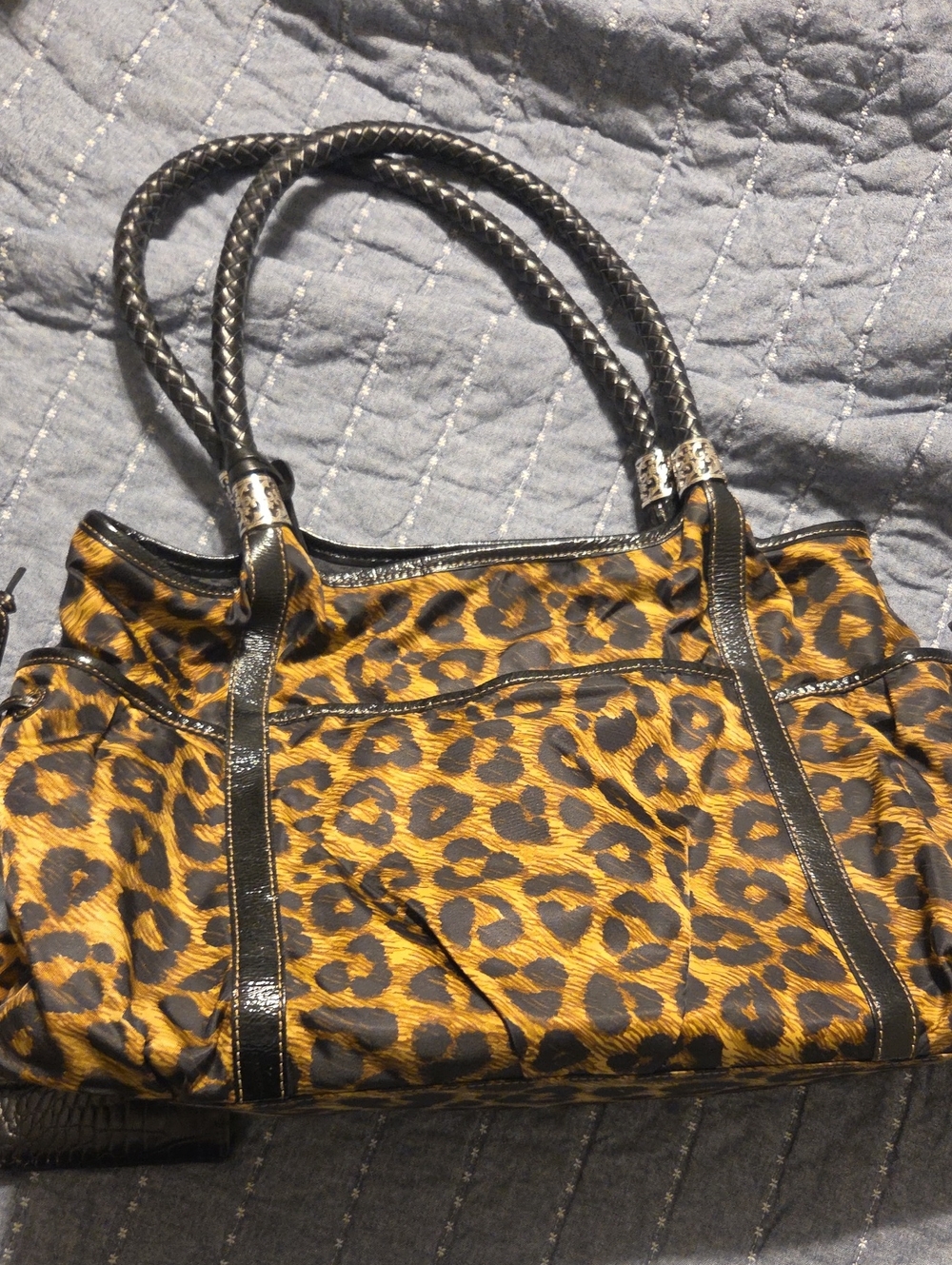 Brighton Leopard Print Tote Bag with Black Trim And Matching Wallet